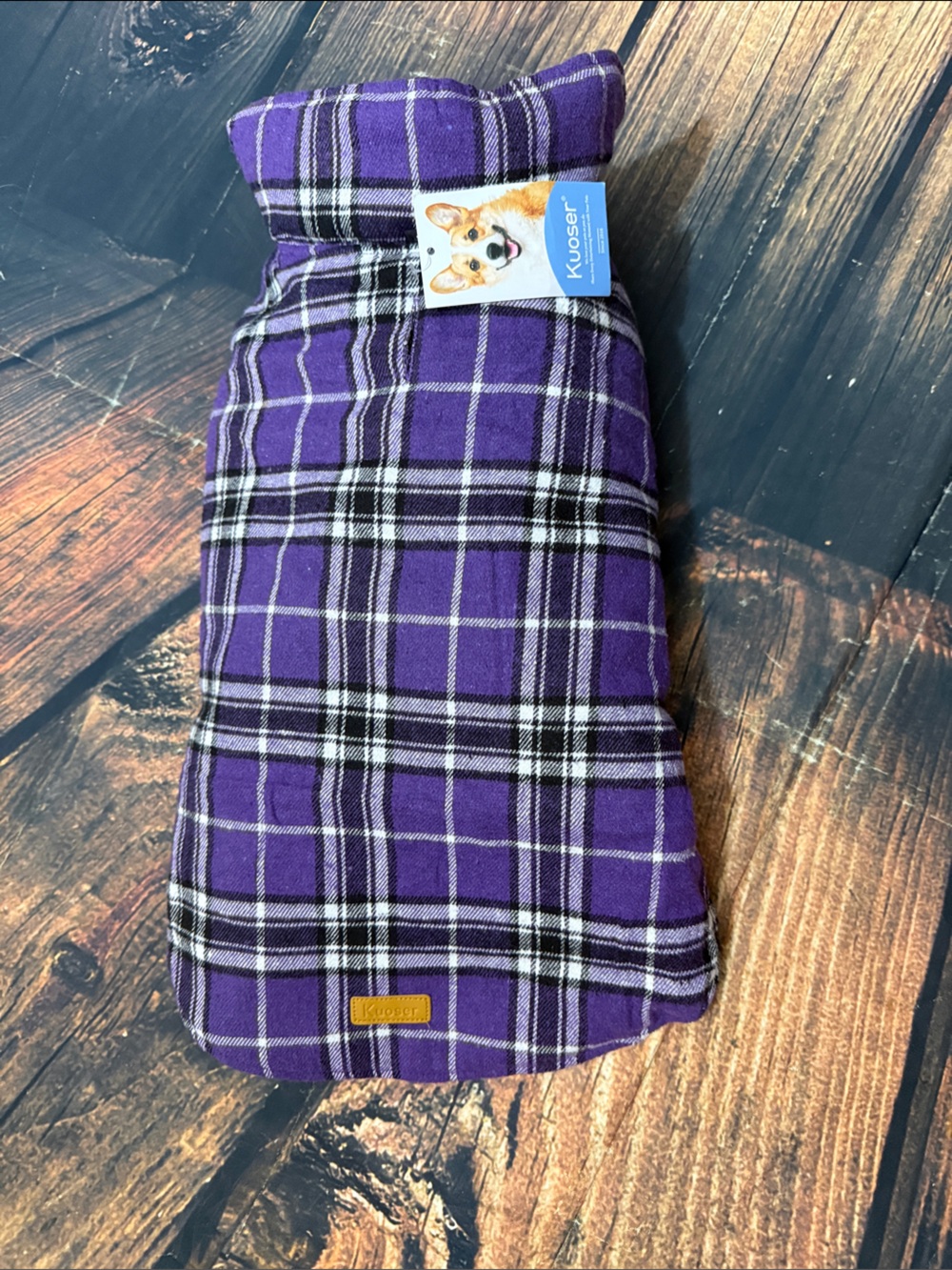 Kuoser Purple Plaid Dog Coat - Warm Flannel Jacket